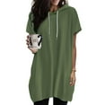 thumbnail image 1 of Jalioing Hooded Pullover Sweatshirt for Women Lightweight Thin Hoodies Short Sleeve Loose Mid-Length T-Shirt (Large, Green), 1 of 6