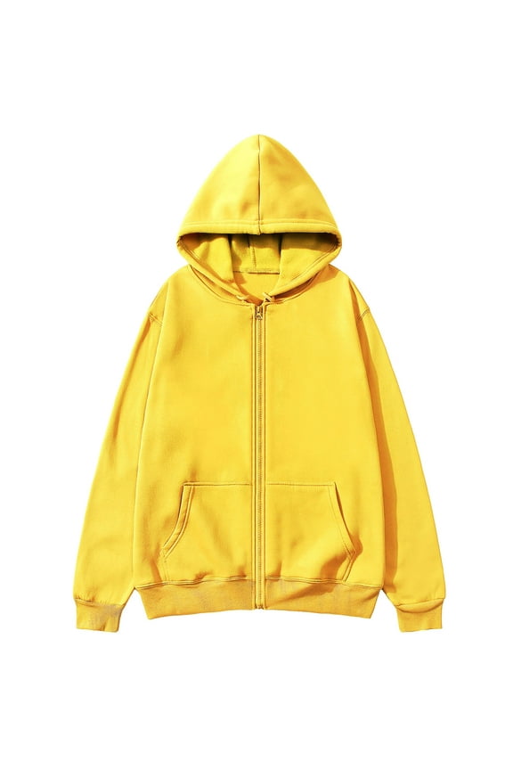 Hoodies for Men Full Zip Up Long Sleeve Hooded Jacket Solid Color Casual Athletic Sweatshirts with Pocket