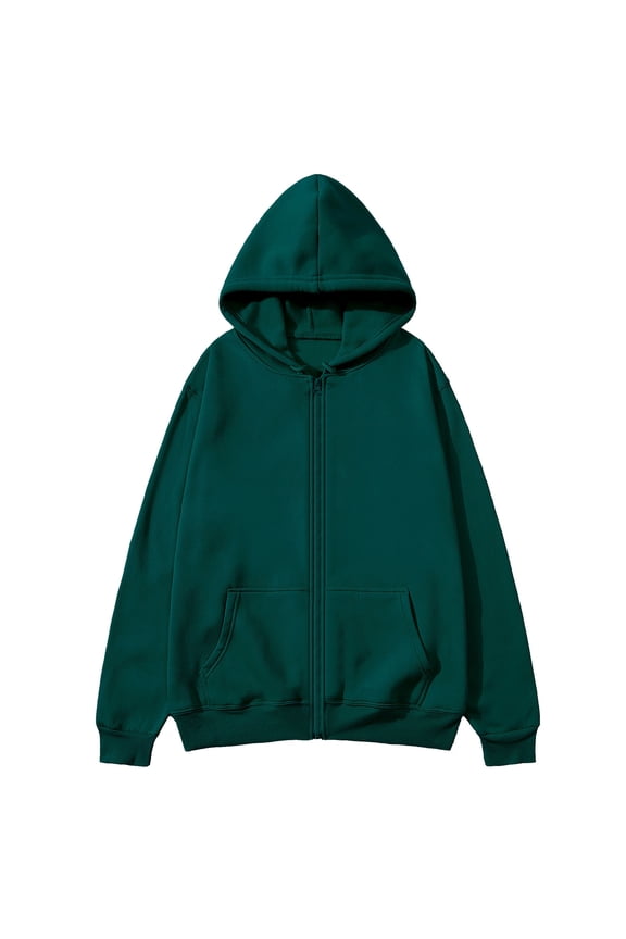 Hoodies for Men Full Zip Up Long Sleeve Hooded Jacket Solid Color Casual Athletic Sweatshirts with Pocket