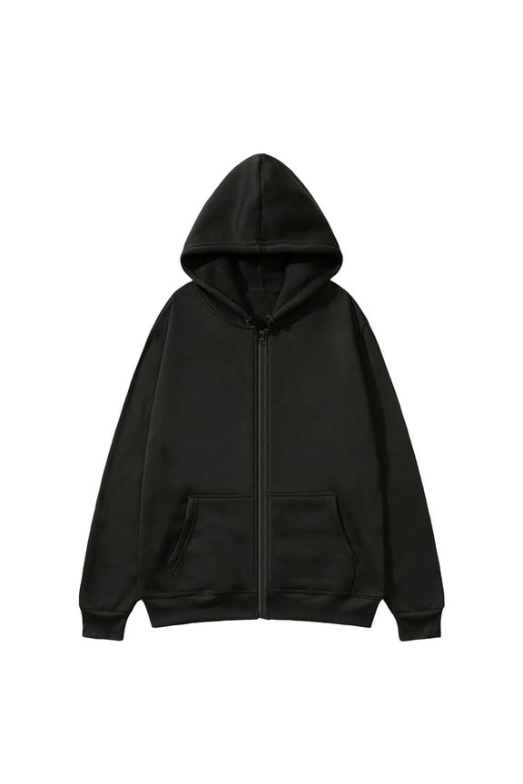 Hoodies for Men Full Zip Up Long Sleeve Hooded Jacket Solid Color Casual Athletic Sweatshirts with Pocket