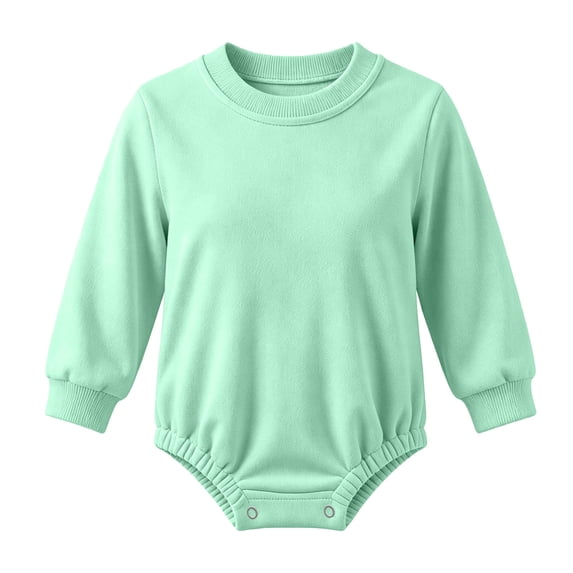 Jalioing Infant Baby Cute Rompers Solid Color Long Sleeve Crew Neck Cotton Romper Baby Boy Girl Soft Bodysuit Outfits