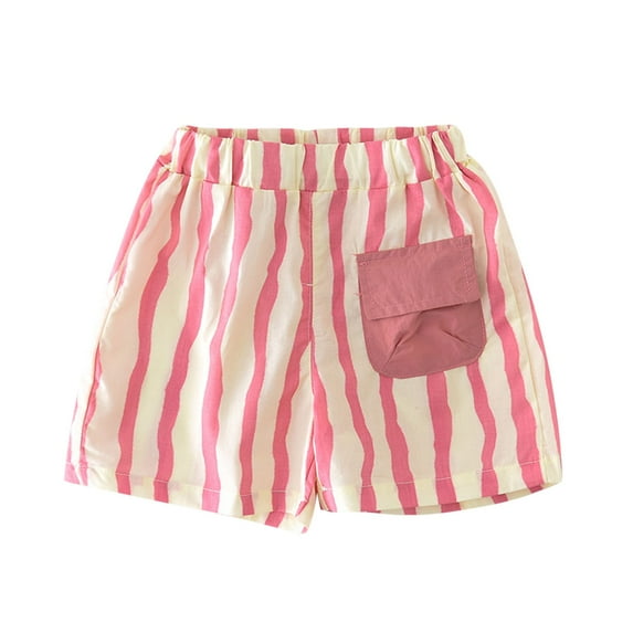 Jalioing Infant Baby's Shorts Cotton Striped Elastic Waist Shorts with Pocket Boys Girls Summer Cute Shorts