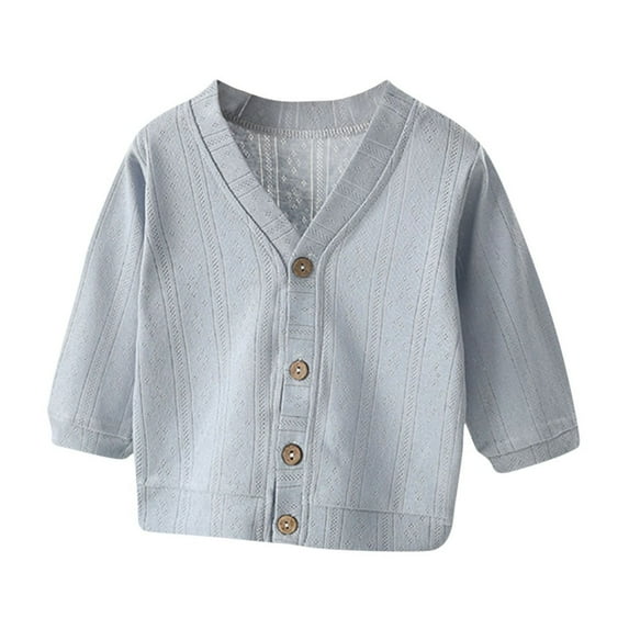 Jalioing Infant Babys Cotton Cardigan Lightweight Long Sleeve V Neck Button Closure Sweater Cardigan Outerwear