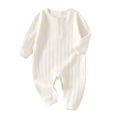 thumbnail image 1 of Jalioing Infant Boys Girls Romper Long Sleeve Cotton Clothes Solid Color Footless Jumpsuit Fall Comfy Bodysuit for Baby, 1 of 6
