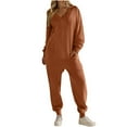 thumbnail image 1 of Jalioing Jumpsuit for Women Long Sleeve V Neck Comfy Jumpsuit Casual Solid Color One-Piece Jumpsuit Homewear, 1 of 4