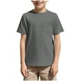 thumbnail image 1 of Jalioing Kid's Basic Tee with Pocket Loose Short Sleeve Crew Neck Plain Tee Shirt Summer Casual Tops 5-13 Years, 1 of 8