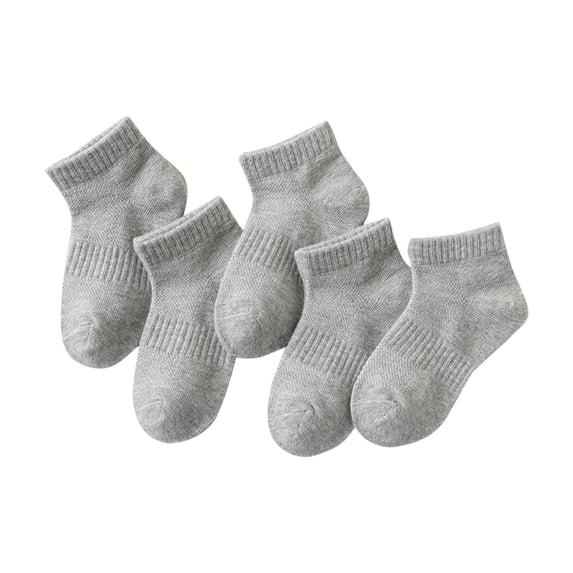Jalioing Kids 5 Pack Ankle Socks Solid Color Breathable Athletic Socks Big Girls Boys Cotton School Socks 1-12 Years