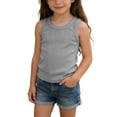 thumbnail image 1 of Jalioing Kids Basic Tank Tops Plain Casual Ribbed Knit Shirts Summer Round Neck Sleeveless Racerback Tops for Girls, 1 of 8