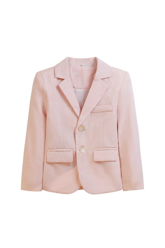 Kids Blazer Single Breasted Formal Suit Jacket Dressy Casual Slim Blazers Boys School Uniform