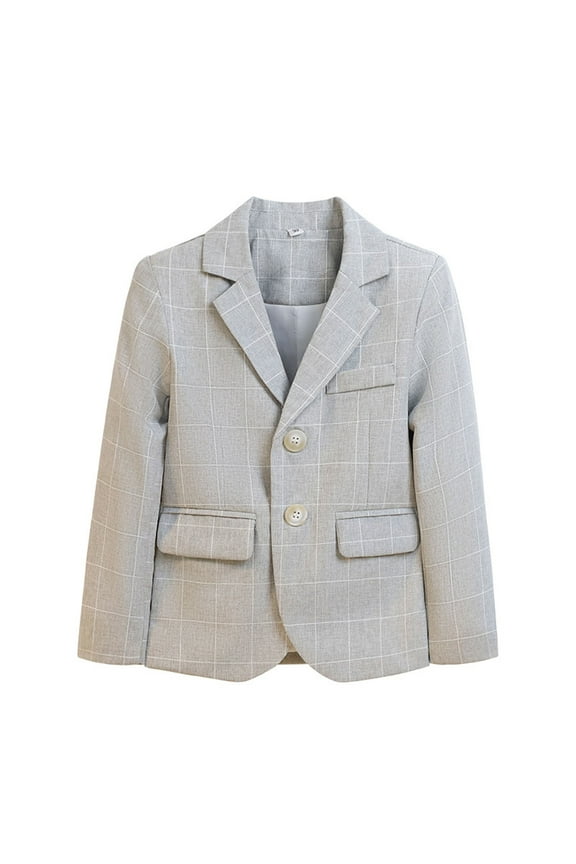 Kids Blazer Single Breasted Formal Suit Jacket Dressy Casual Slim Blazers Boys School Uniform