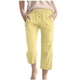 thumbnail image 1 of Jalioing Kids Capris Loose Drawstring Waist Casual Cotton Linen Pants Boys Girls Summer Beach Capri Pants with Pocket, 1 of 5