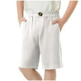 thumbnail image 1 of Jalioing Kids Casual Shorts Knee Length Loose Shorts with Pocket Solid Color Elastic Waist School Uniform Shorts, 1 of 7