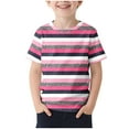 thumbnail image 1 of Jalioing Kids Casual T Shirt Color Block Striped Short Sleeve Tee Boys Girls Crew Neck Summer Basic Tops 2-13 Years, 1 of 4