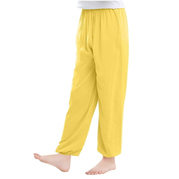 Jalioing Kids Cotton Long Pants Lightweight Elastic Waist Long Bloomers Boys Girls Summer Casual Plain Joggers