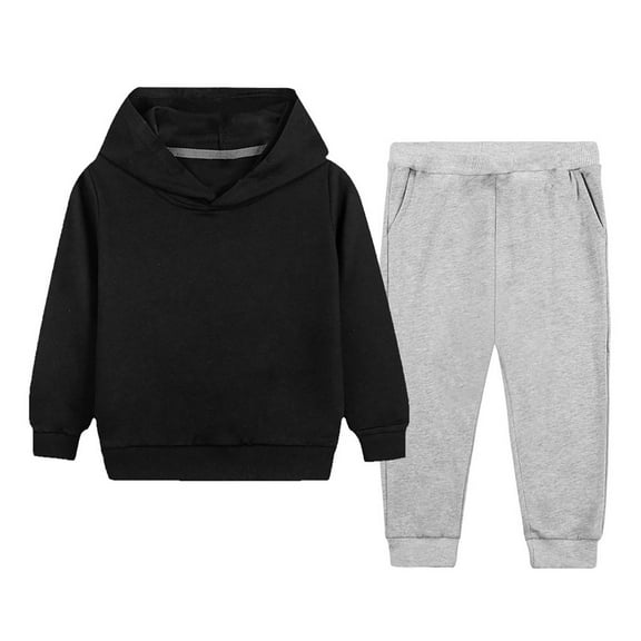 Jalioing Kids Cotton Sweatsuit Set 2 Piece Long Sleeve Hoodies Sweatpants Clothes Set Solid Tracksuit Outfits