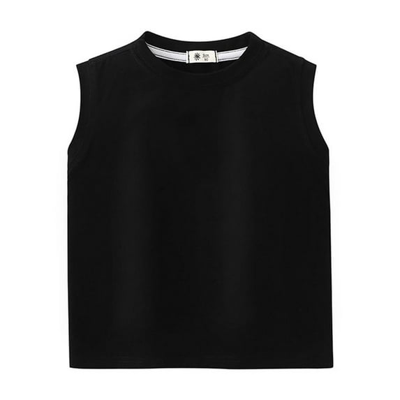 Jalioing Kids Cotton Tank Tops Basic Solid Color Crew Neck Sleeveless T Shirt Boys Girls Summer Cute Shirts