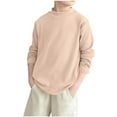 thumbnail image 1 of Jalioing Kids Fall Winter Shirts Loose Long Sleeve Mock Neck Basic Tee Shirt Casual Comfy Ribbed Tops 4-16 Years, 1 of 4