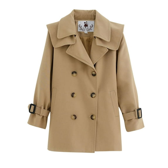 Jalioing Kids Girls Trenchcoat Button down Lapel Outwear Fall Winter Long Sleeve Elegant Coat