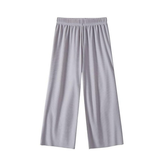 Jalioing Kids Girls Wide Leg Pant Casual Satin Ice-Slik Trouser Elastic Waist Girls Short Pants