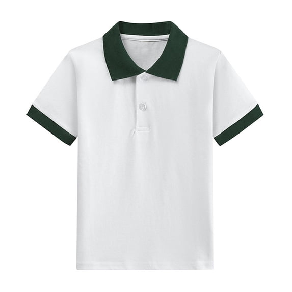 Jalioing Kids Golf Shirt Solid Color Collared Short Sleeve Casual T Shirts Summer Basic Athletic Tops 2-15 Years