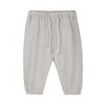 thumbnail image 1 of Jalioing Kids Linen Pants Lightweight Elastic Waist Drawstring Joggers Summer Casual Trousers for Boys Girls, 1 of 3