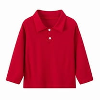 Jalioing Kids Long Sleeve Golf Shirt Solid Casual Collared Button Tops Boys Girls School Uniform Shirts
