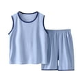 thumbnail image 1 of Jalioing Kids Lounge Set 2 Piece Sleeveless Tank Tops and Shorts Set Boys Girls Soft Comfort Plain Sets Summer Loungewear, 1 of 4