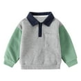 thumbnail image 1 of Jalioing Kids Long Sleeve Sweatshirts Color Block Collared Pullover Shirts with Pocket Casual Cotton Tops, 1 of 9