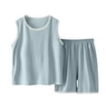 thumbnail image 1 of Jalioing Kids Lounge Set 2 Piece Sleeveless Tank Tops and Shorts Set Boys Girls Soft Comfort Plain Sets Summer Loungewear, 1 of 5
