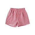 thumbnail image 1 of Jalioing Kids Plaid Lounge Shorts Cute Wide Leg Elastic Waist Short Pants Boys Girls Summer Casual Shorts Loungewear, 1 of 7