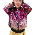 thumbnail image 1 of Jalioing Kids Sequin Jacket Sparkly Zipper Up Longs Sleeve Fashion Jacket with Pocket Boys Girls Glitter Outerwear, 1 of 4
