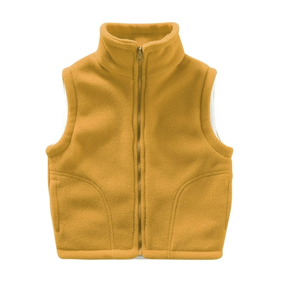 Jalioing Kids Sherpa Fleece Vest Full Zip Up Sleeveless Jackets with Pocket Boys Girls Fall Winter Outerwear