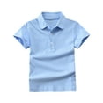 thumbnail image 1 of Jalioing Kids Short Sleeve Cotton Shirt Button Collared School Uniform Solid Color Casual Basic Golf Shirts, 1 of 4