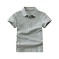 thumbnail image 1 of Jalioing Kids Short Sleeve Cotton Shirt Button Collared School Uniform Solid Color Casual Basic Golf Shirts, 1 of 4