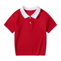 Jalioing Kids Short Sleeve School Uniform Boys Girls Cotton Collared Button Tops Summer Cute Golf T Shirt