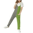 thumbnail image 1 of Jalioing Kids Striped Jumpsuit Color Block Sleeveless Casual Rompers Spaghetti Strap Overalls with Pockets 5-14 Years, 1 of 7