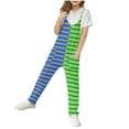 thumbnail image 1 of Jalioing Kids Striped Jumpsuit Color Block Sleeveless Casual Rompers Spaghetti Strap Overalls with Pockets 5-14 Years, 1 of 7