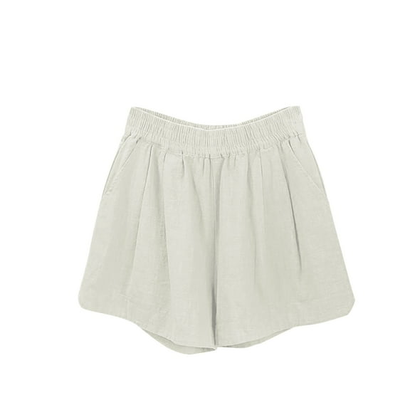 Jalioing Kids Summer Shorts Elastic Waist Cotton Linen Casual Shorts Teens Wide Leg Loose Beach Shorts 8-15 Years