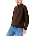 thumbnail image 1 of Jalioing Kids Sweatshirts Solid Long Sleeve Half Zip Collared Pullover Shirts Boys Girls Casual Basic Tops, 1 of 9