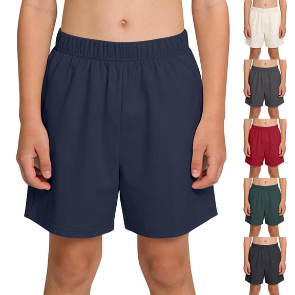 Jalioing Kids Athletic Shorts Cotton Elastic Waist Summer Sweat Shorts Boys Girls Plain Casual Sport Shorts with Pocket