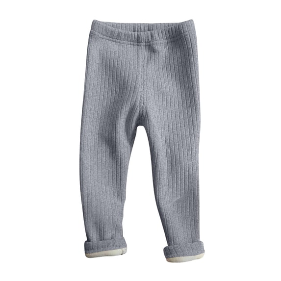 Jalioing Kids Toddler Girls Warm Bottoms Leggings Winter Fleece Lined Tights Cable Knit Thermal Skinny Pant (8-9 Years, Gray)