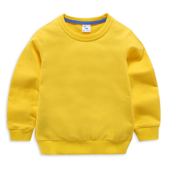 Jalioing Kids Toddler Pullover Sweatshirt Crew Neck Top Solid Color Long Sleeve Cropped Lounge Trackshirt (6-7 Years, Yellow)