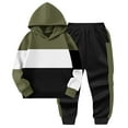 thumbnail image 1 of Jalioing Kids Tracksuit 2 Piece Clothes Outfits Color Block Hoodies and Sweatpants Set Long Sleeve Sweatsuit Set, 1 of 4