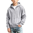 thumbnail image 1 of Jalioing Kids Zip Up Hoodie Casual Long Sleeve Hooded Sweatshirt Jacket with Pocket Teen Boys Girls Solid Outerwear, 1 of 9