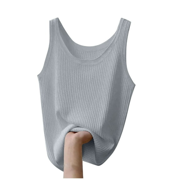 Jalioing Knit Tank Tops for Women Sleeveless Scoop Neck Casual Tank Shirts Oversized Ribbed Basic Summer Tops