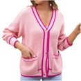 thumbnail image 1 of Jalioing Knitted Cardigan Womens Open Front Oversized Sweater Outwear Color Block Fall Sweaters, 1 of 3
