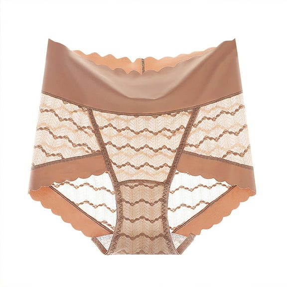 Jalioing Lace Panties Women's High Waist Seamless Underwear Full Coverage No Show Breathable Briefs M-2XL