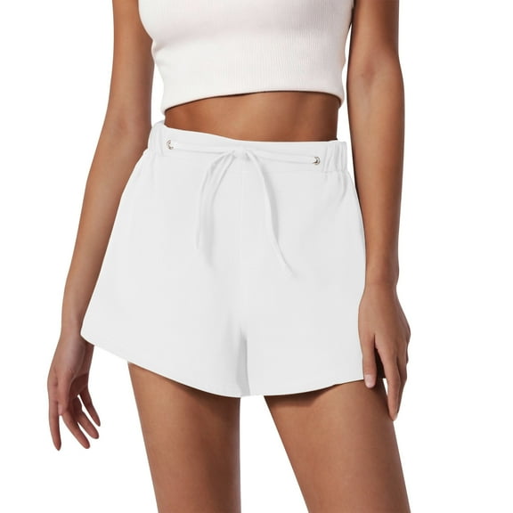 Jalioing Linen Shorts for Women Drawstring Elastic High Waist Trendy Shorts Summer Casual Shorts with Pocket