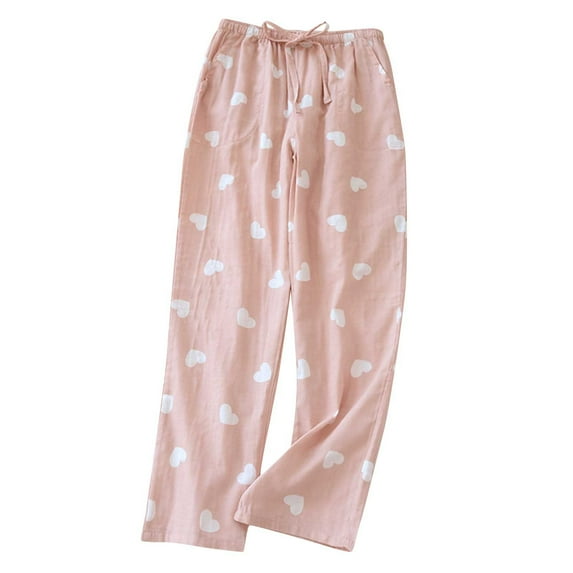 Jalioing Long Loungewear Pant for Women Plaid Pajamas Pants Stretch Elastic Waisted Loose Sleepwear Trouser (X-Large, Pink)
