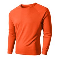 Jalioing Long Sleeve Athletic T Shirt for Men Loose Crew Neck Quick Dry Workout Shirts Basic Sport Tees Tops